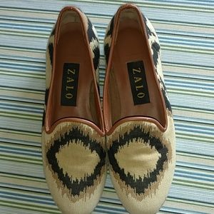 Zalo Beige Black Brown Patterned Loafers